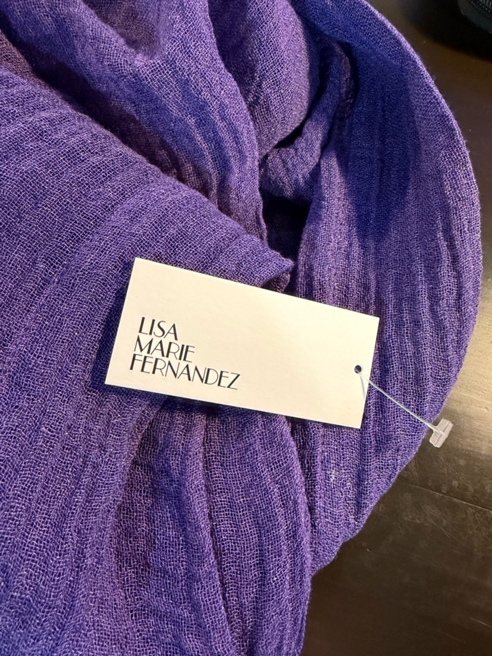 NWT Lisa Marie Fernandez ‘Oversized Crinkled Linen-Blend Gauze Poncho’ in Purple - Picture 7 of 16